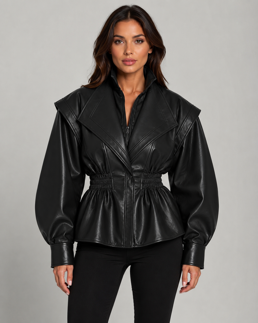 Veste péplum pour femme en similicuir | Tideswell