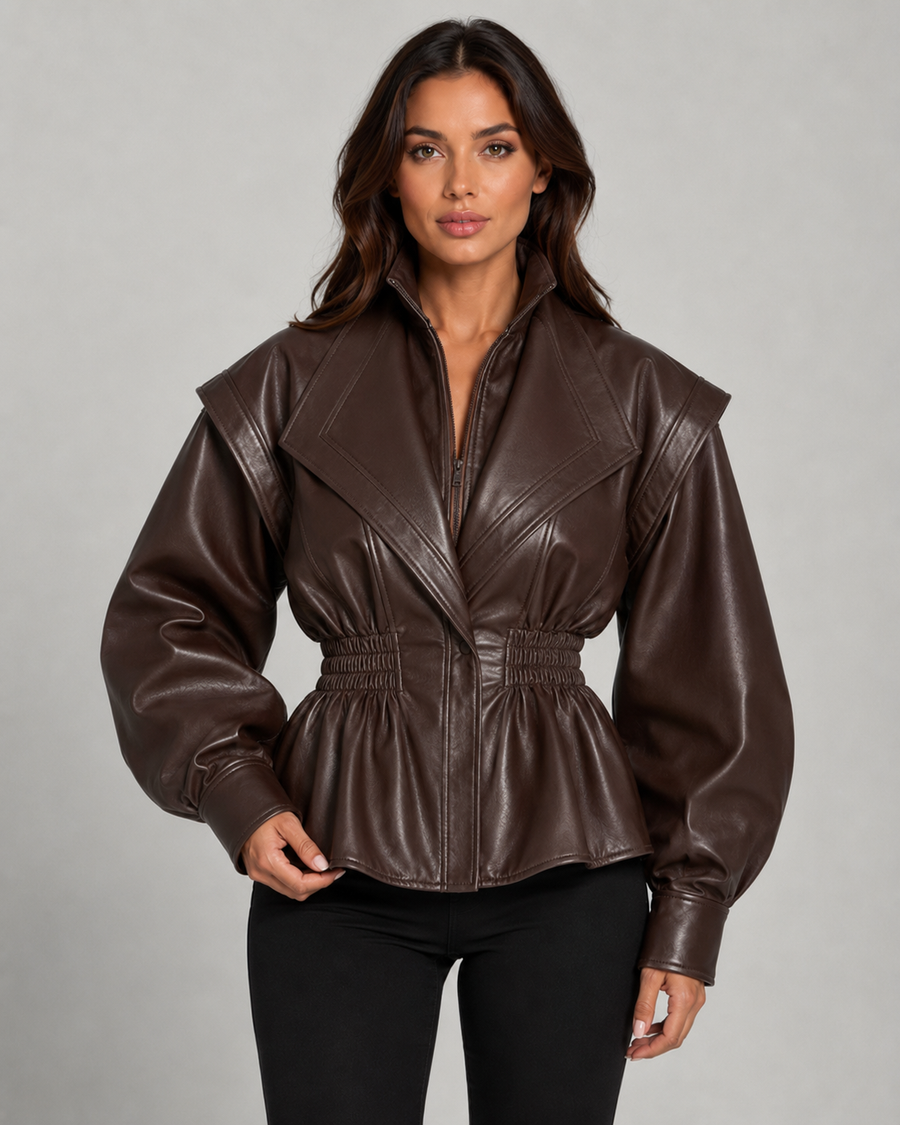 Veste péplum pour femme en similicuir | Tideswell