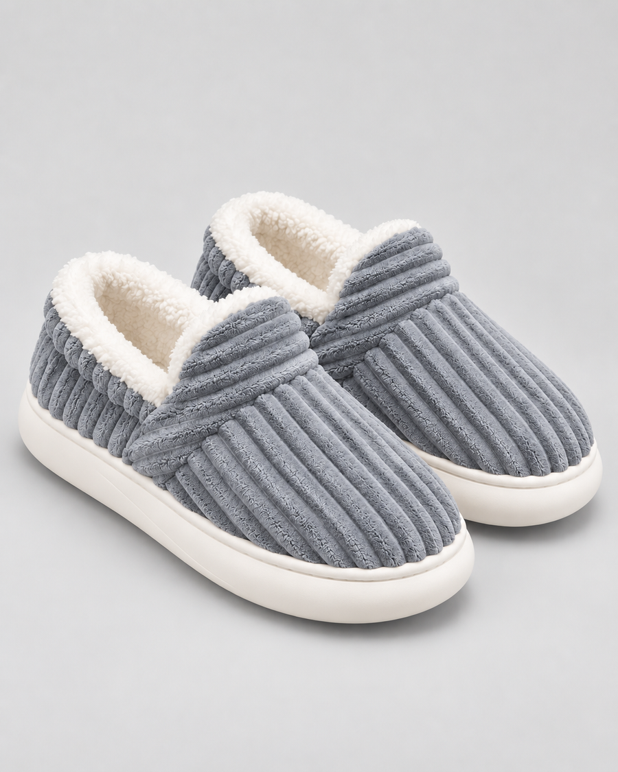 Chaussons côtelés doublés polaire pour femme | Heydon