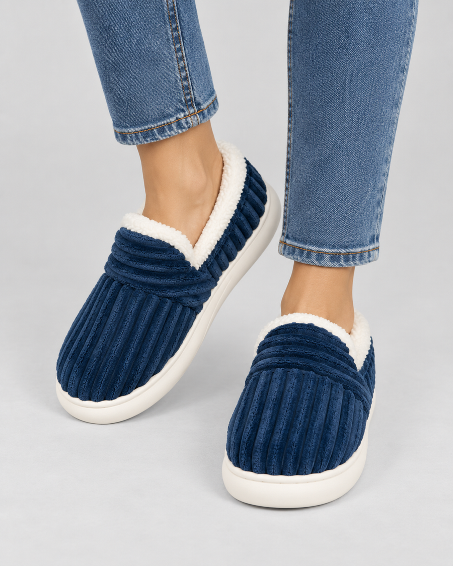 Chaussons côtelés doublés polaire pour femme | Heydon