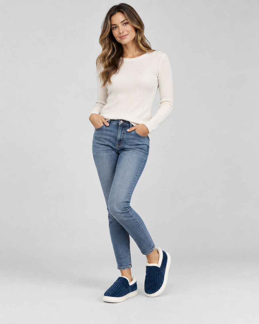 Chaussons côtelés doublés polaire pour femme | Heydon