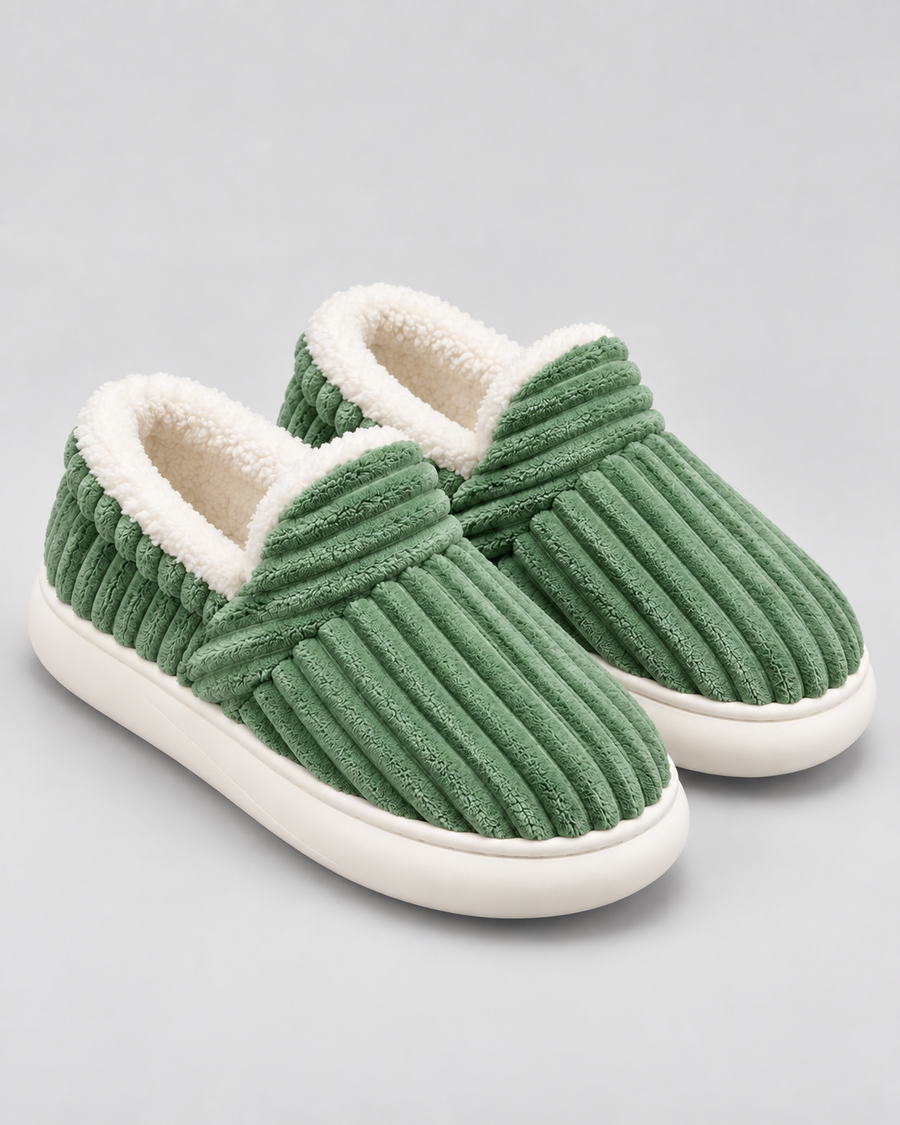 Chaussons côtelés doublés polaire pour femme | Heydon
