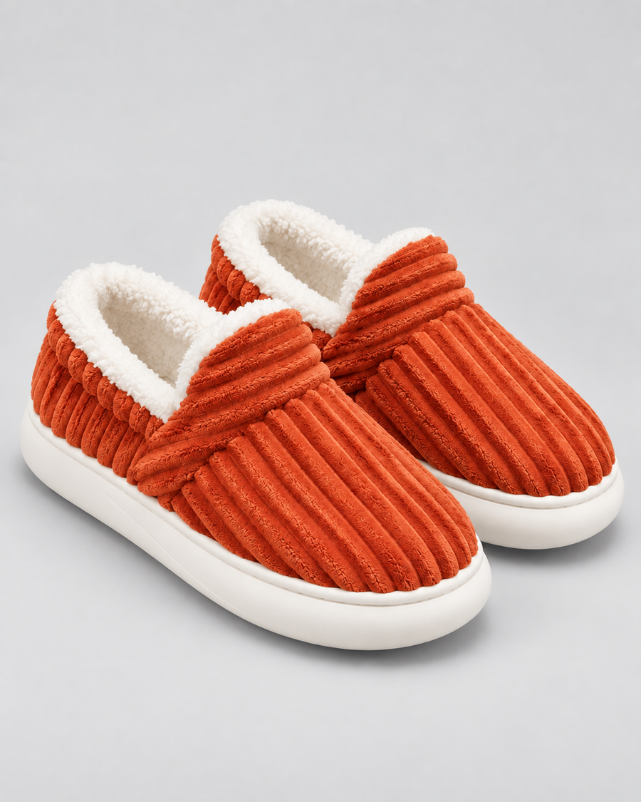 Chaussons côtelés doublés polaire pour femme | Heydon