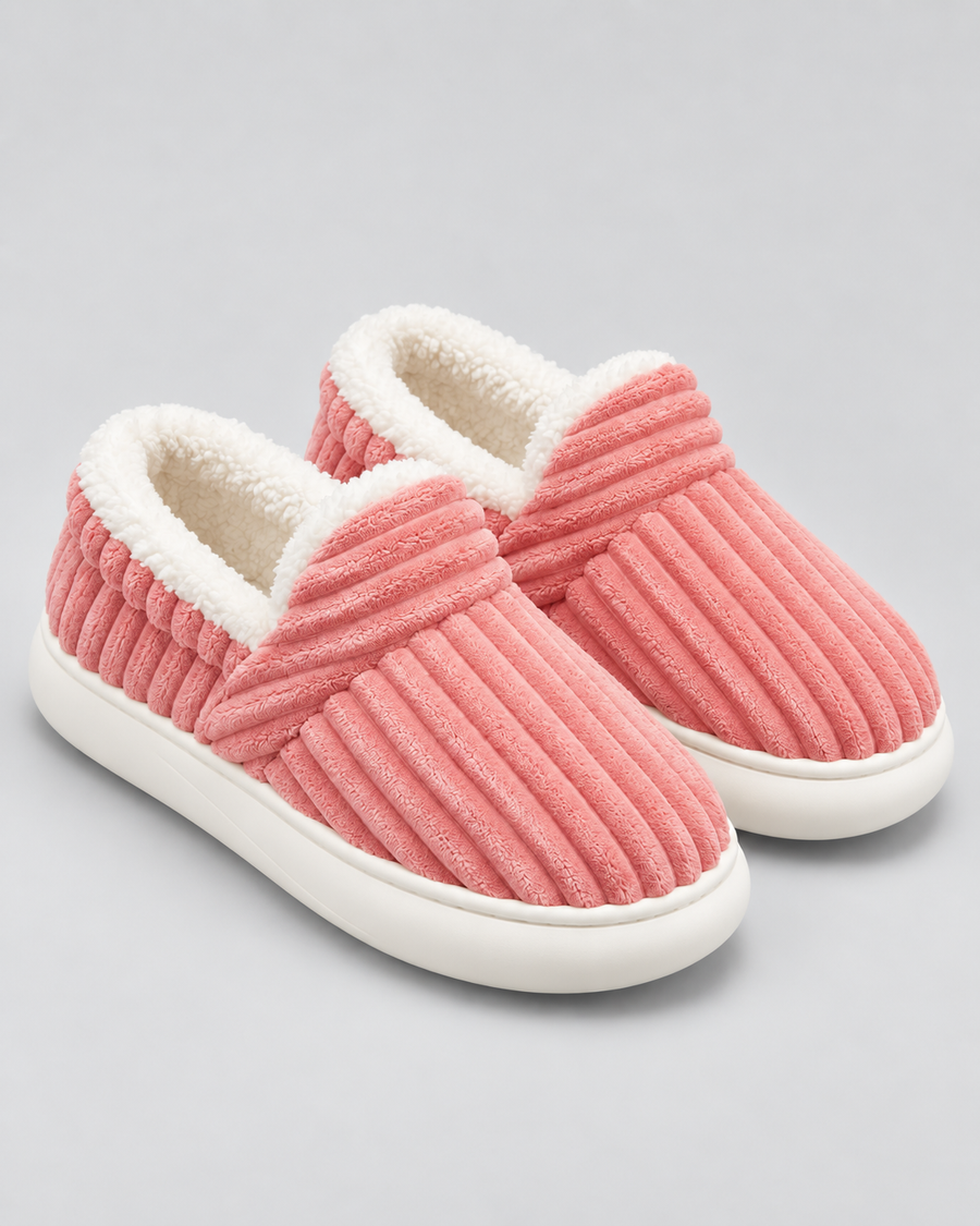Chaussons côtelés doublés polaire pour femme | Heydon