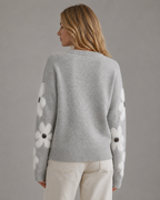 Pull à col rond avec manches à motif marguerites pour femme | Midhurst