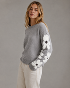 Pull à col rond avec manches à motif marguerites pour femme | Midhurst