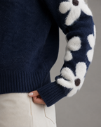 Pull à col rond avec manches à motif marguerites pour femme | Midhurst