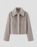 Veste courte en fausse fourrure à col large pour femme | Kempsford