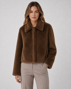 Veste courte en fausse fourrure à col large pour femme | Kempsford