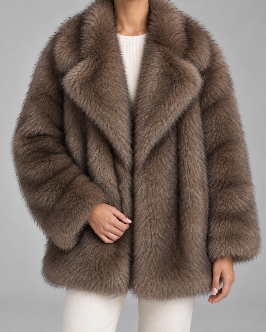 Veste en fausse fourrure à col châle pour femme | Kirkoswald