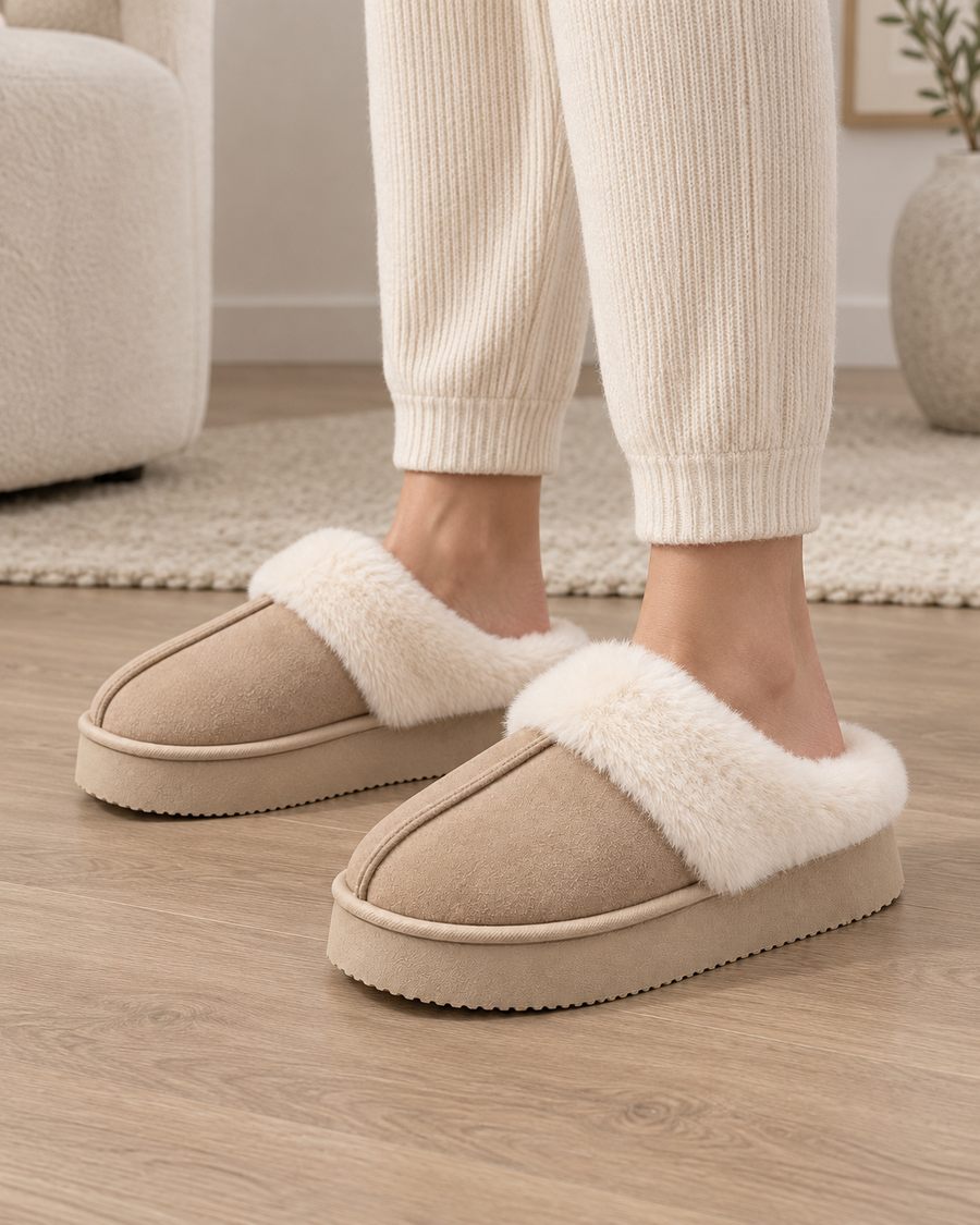 Chaussons compensés avec bordure en fausse fourrure pour femme | Walsingham