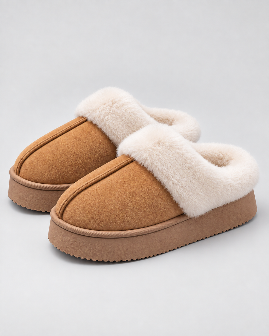 Chaussons compensés avec bordure en fausse fourrure pour femme | Walsingham