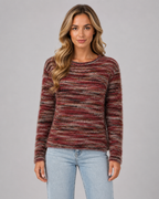 Pull en maille effet cils rayée à col rond pour femme | Lymington