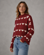 Damski gruby sweter z golfem i wzorem w serca | Henfield