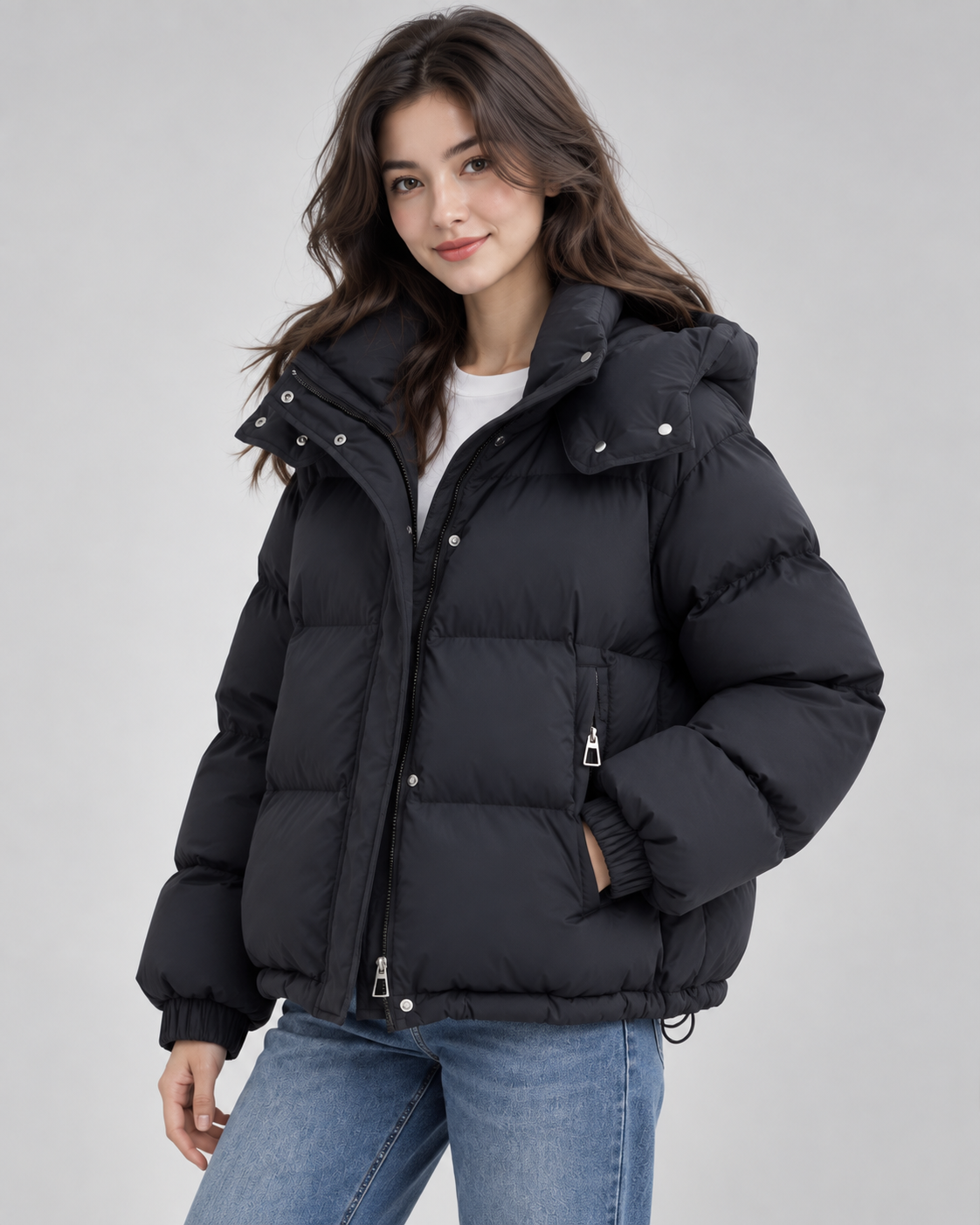Dámská oversized péřová bunda s kapucí | Framlingham