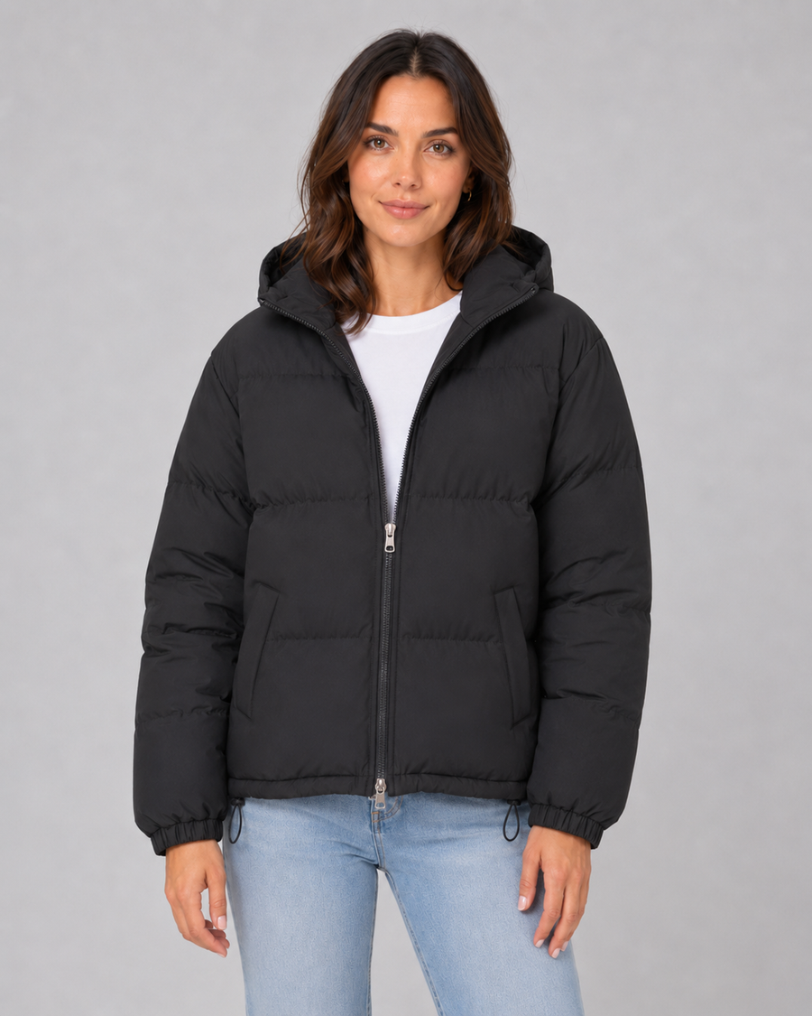 Women's Hooded Puffer Jacket with Drawstring Hem | Snowshill