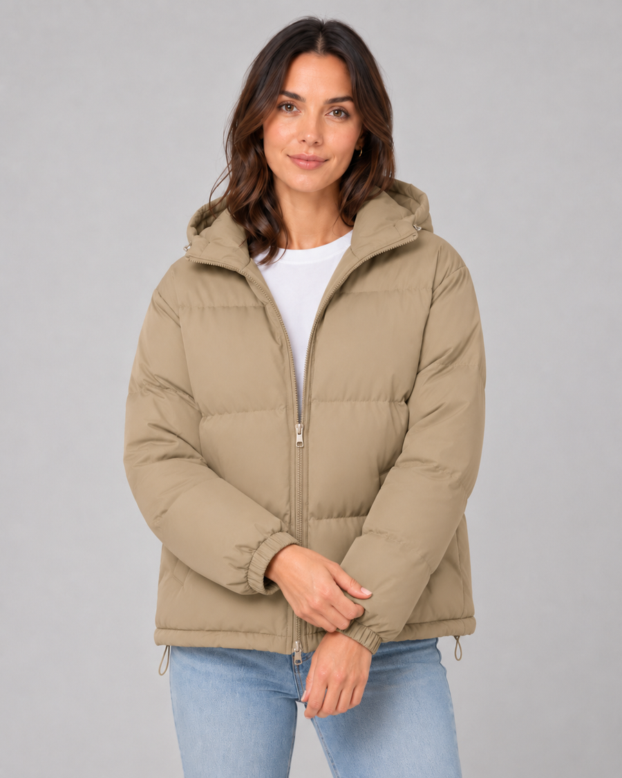 Women's Hooded Puffer Jacket with Drawstring Hem | Snowshill