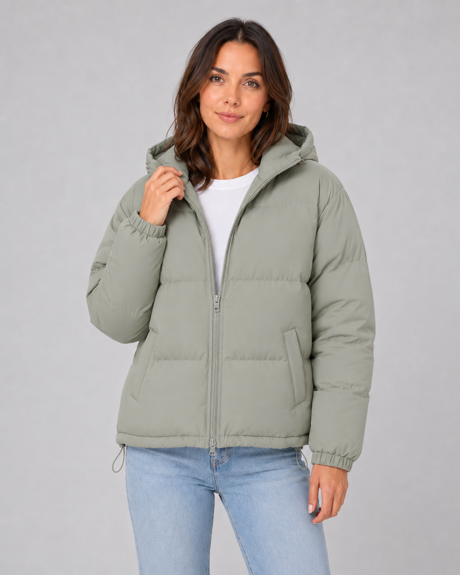 Women's Hooded Puffer Jacket with Drawstring Hem | Snowshill