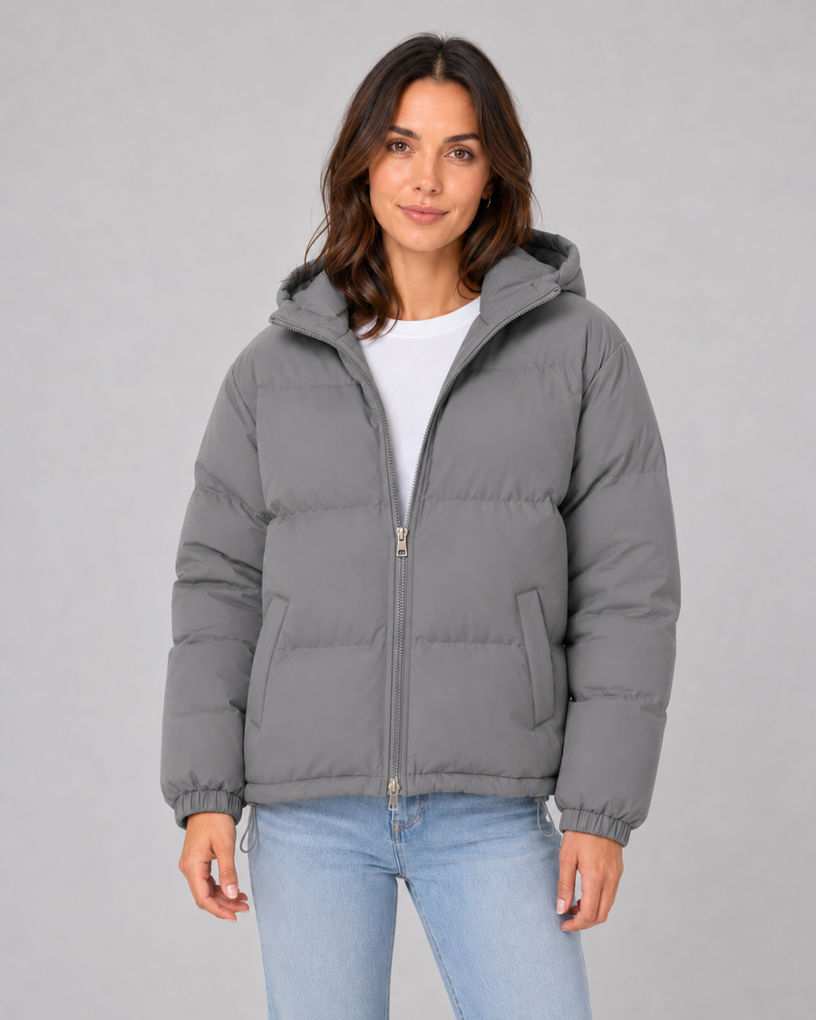 Women's Hooded Puffer Jacket with Drawstring Hem | Snowshill