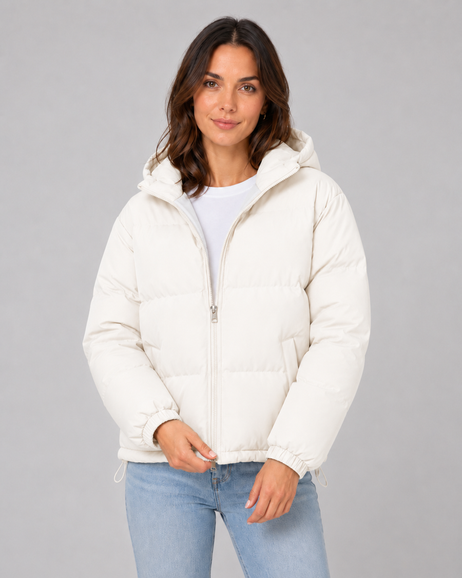 Women's Hooded Puffer Jacket with Drawstring Hem | Snowshill