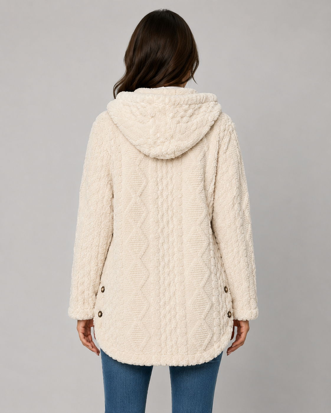 Veste en polaire teddy à capuche pour femme avec texture torsadée | Stanway