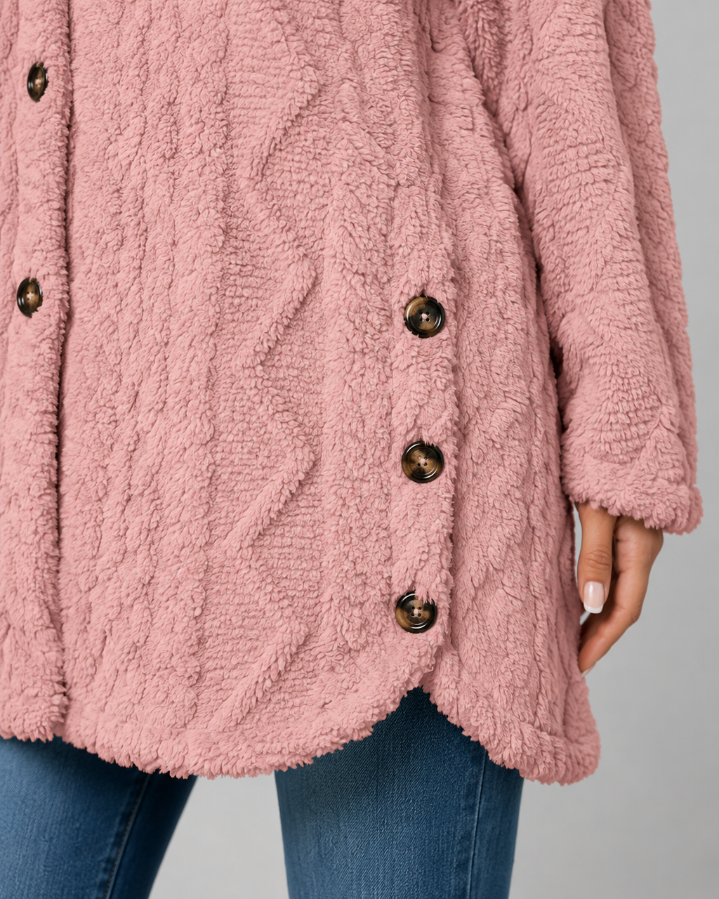 Veste en polaire teddy à capuche pour femme avec texture torsadée | Stanway