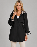 Women's Hooded Trench Coat with Check Lining | Ramsbury