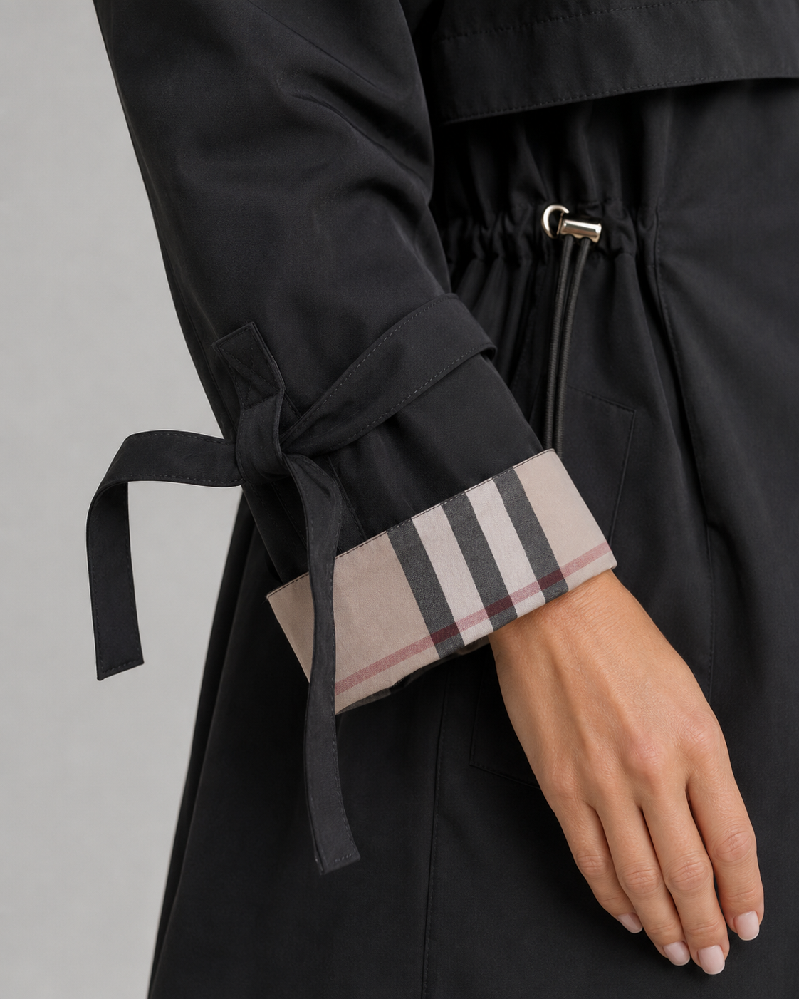 Women's Hooded Trench Coat with Check Lining | Ramsbury