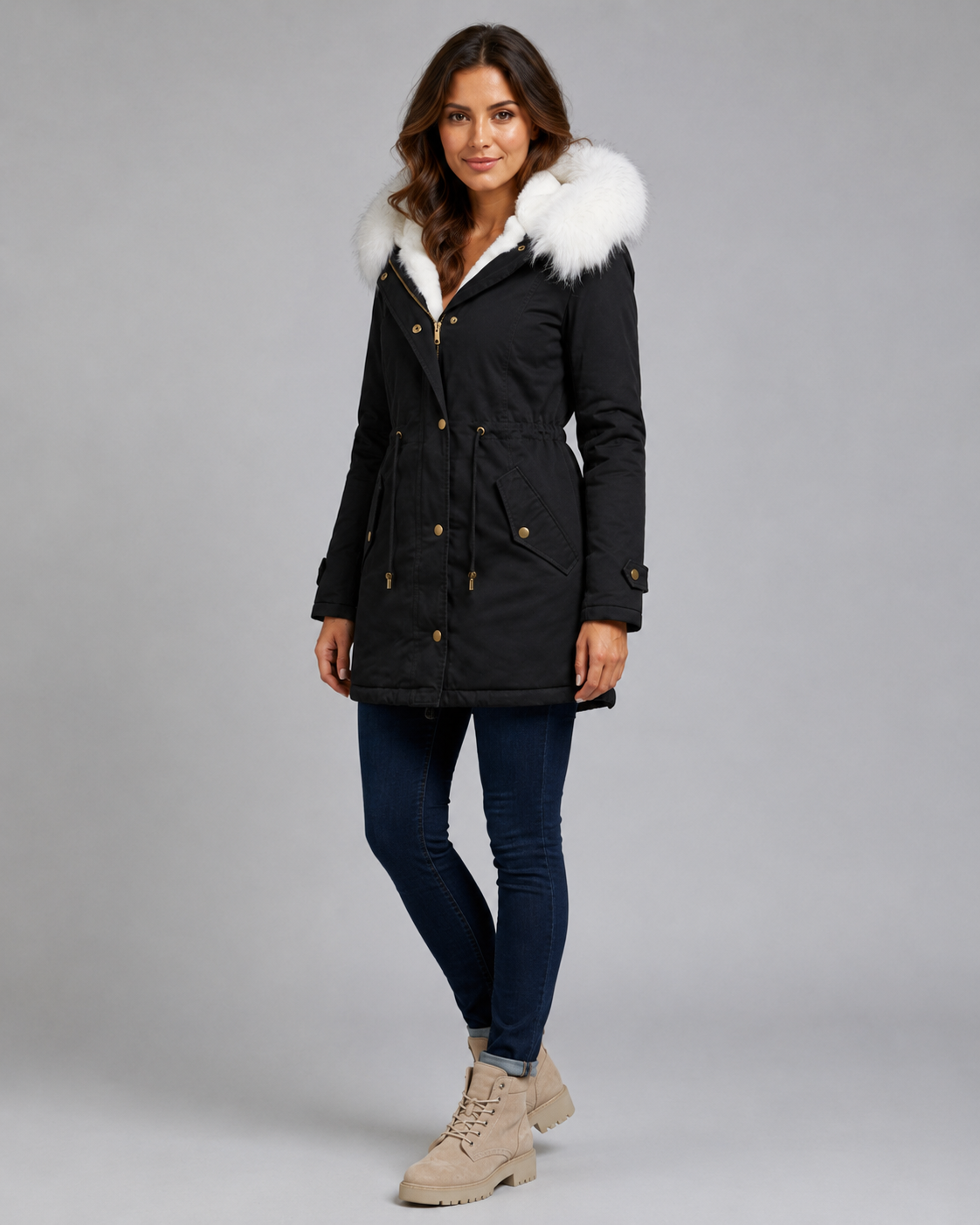 Parka à capuche bordée de fausse fourrure pour femme | Headcorn