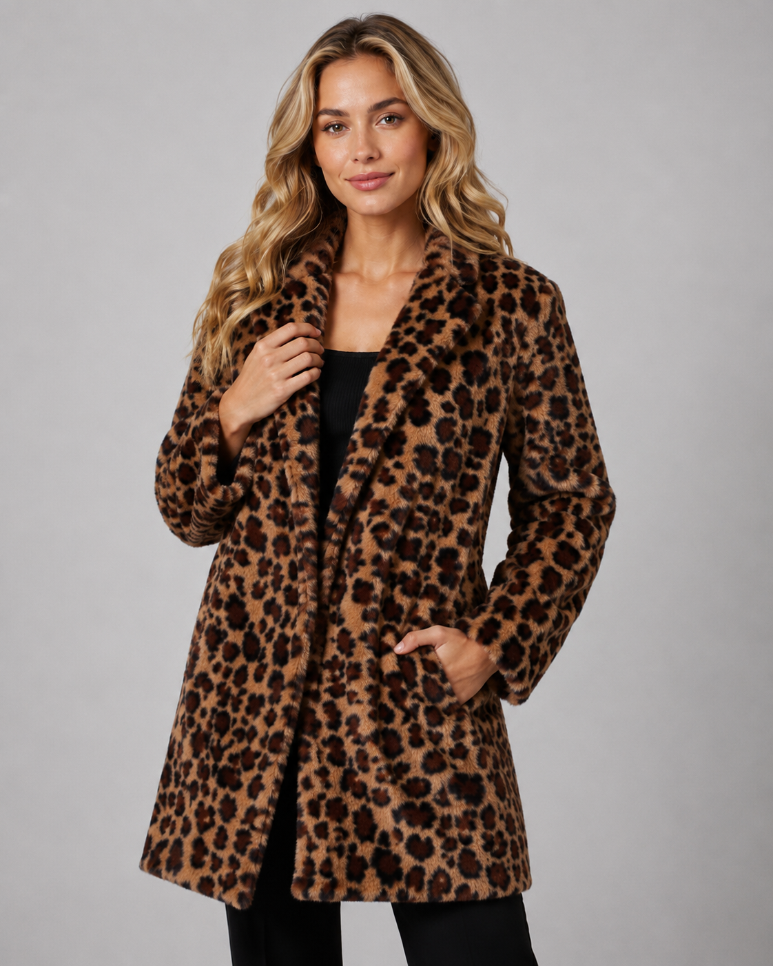 Manteau en fausse fourrure à motif léopard pour femme | Glynde