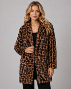 Manteau en fausse fourrure à motif léopard pour femme | Glynde