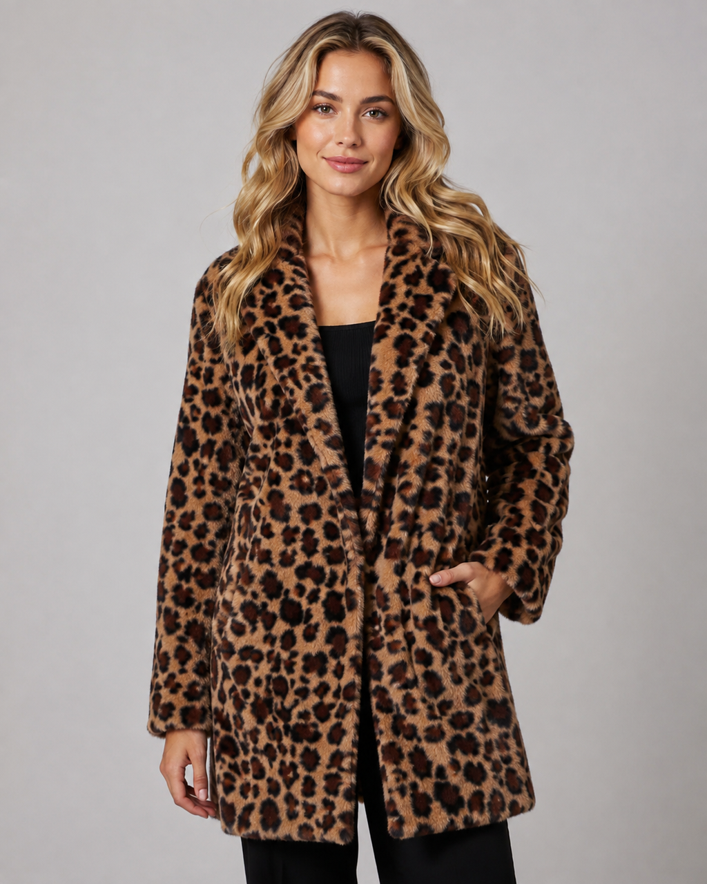 Manteau en fausse fourrure à motif léopard pour femme | Glynde