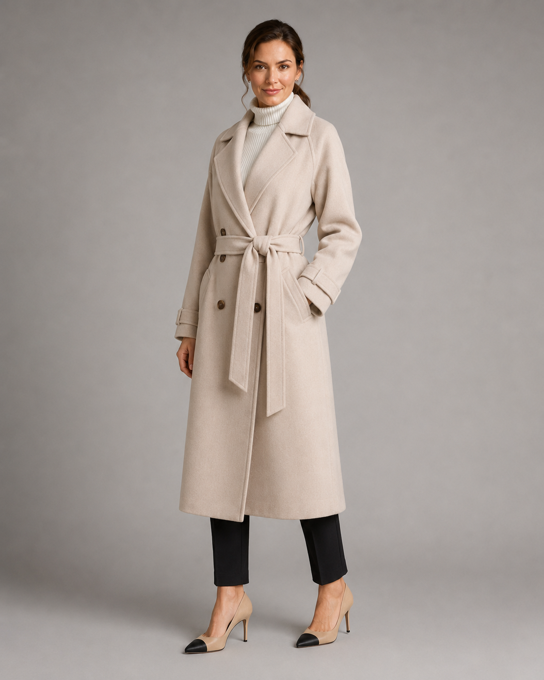 Women's Double-Breasted Long Belted Coat | Cranbrook