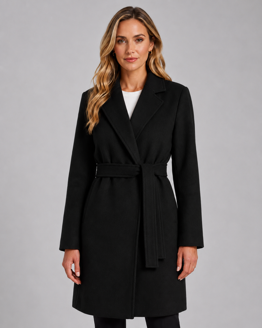 Women's Long Belted Wrap Coat | Mayfield