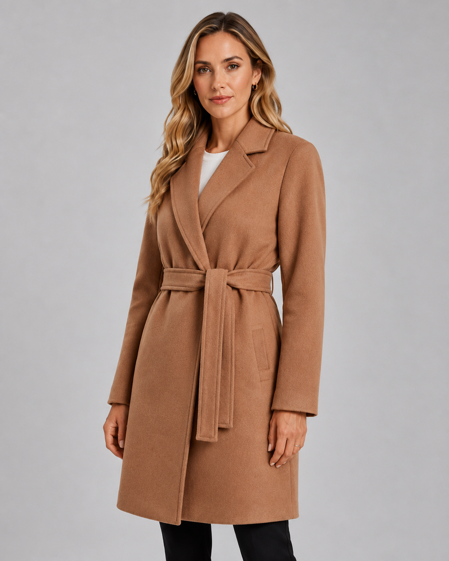 Women's Long Belted Wrap Coat | Mayfield
