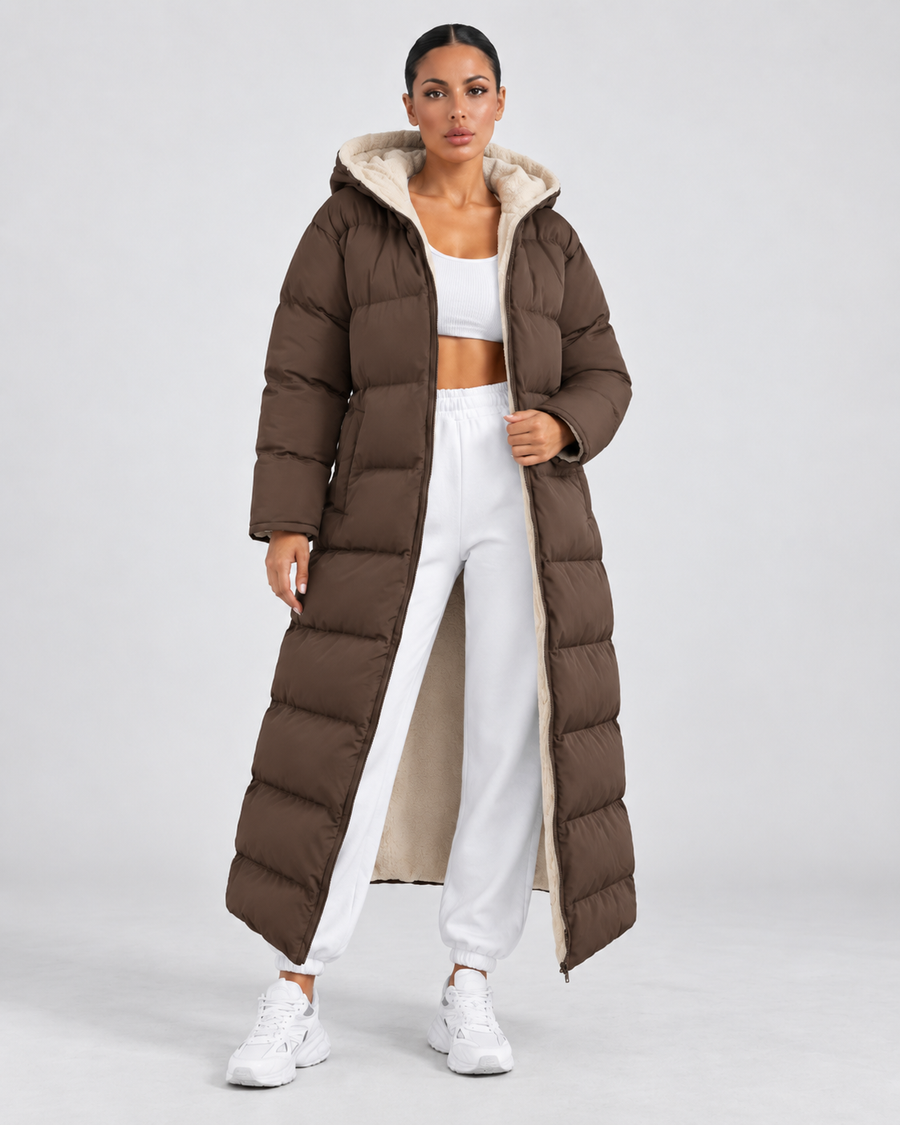 Women's Maxi Hooded Puffer Coat with Plush Lining | Nayland