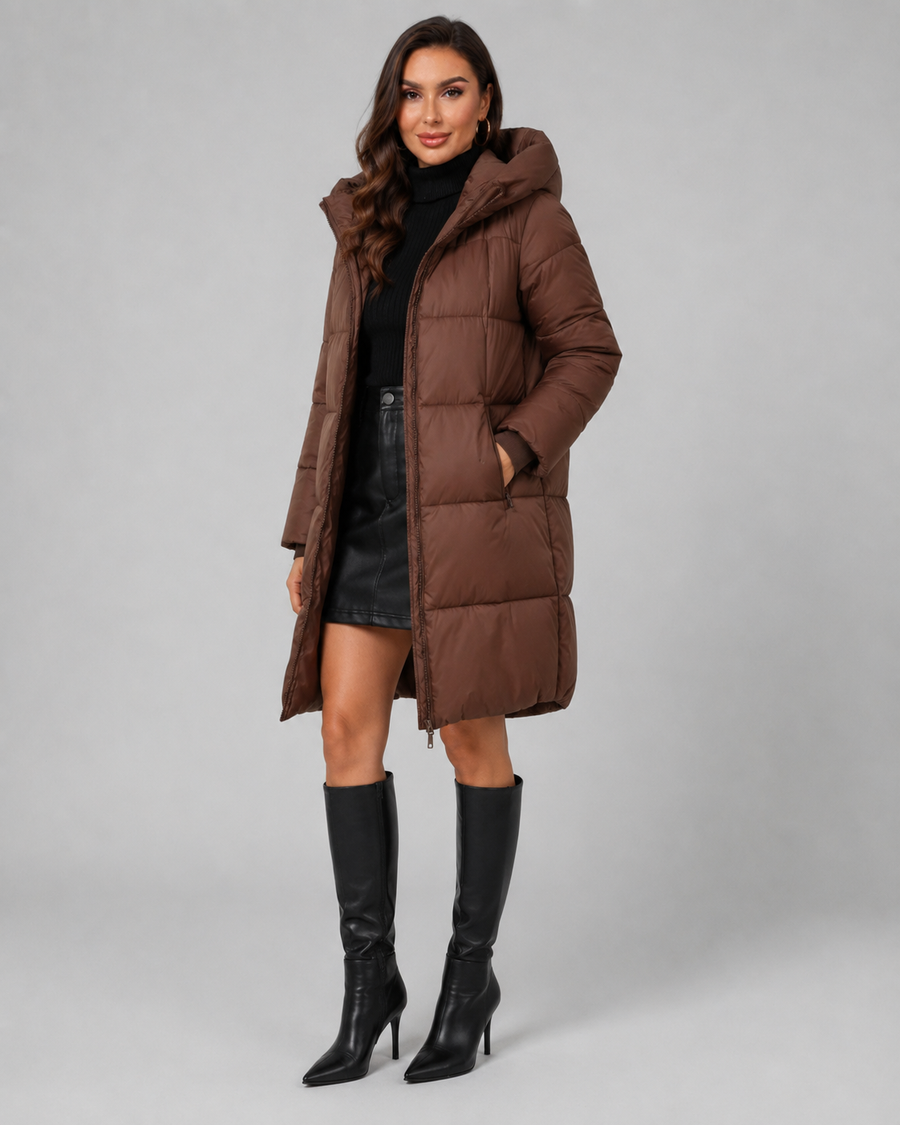 Women's Knee Length Hooded Puffer Coat | Wye