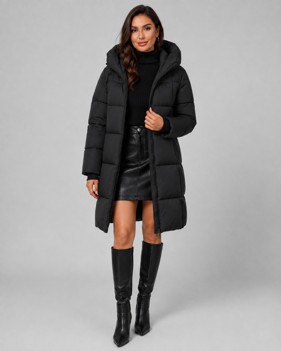 Women's Knee Length Hooded Puffer Coat | Wye