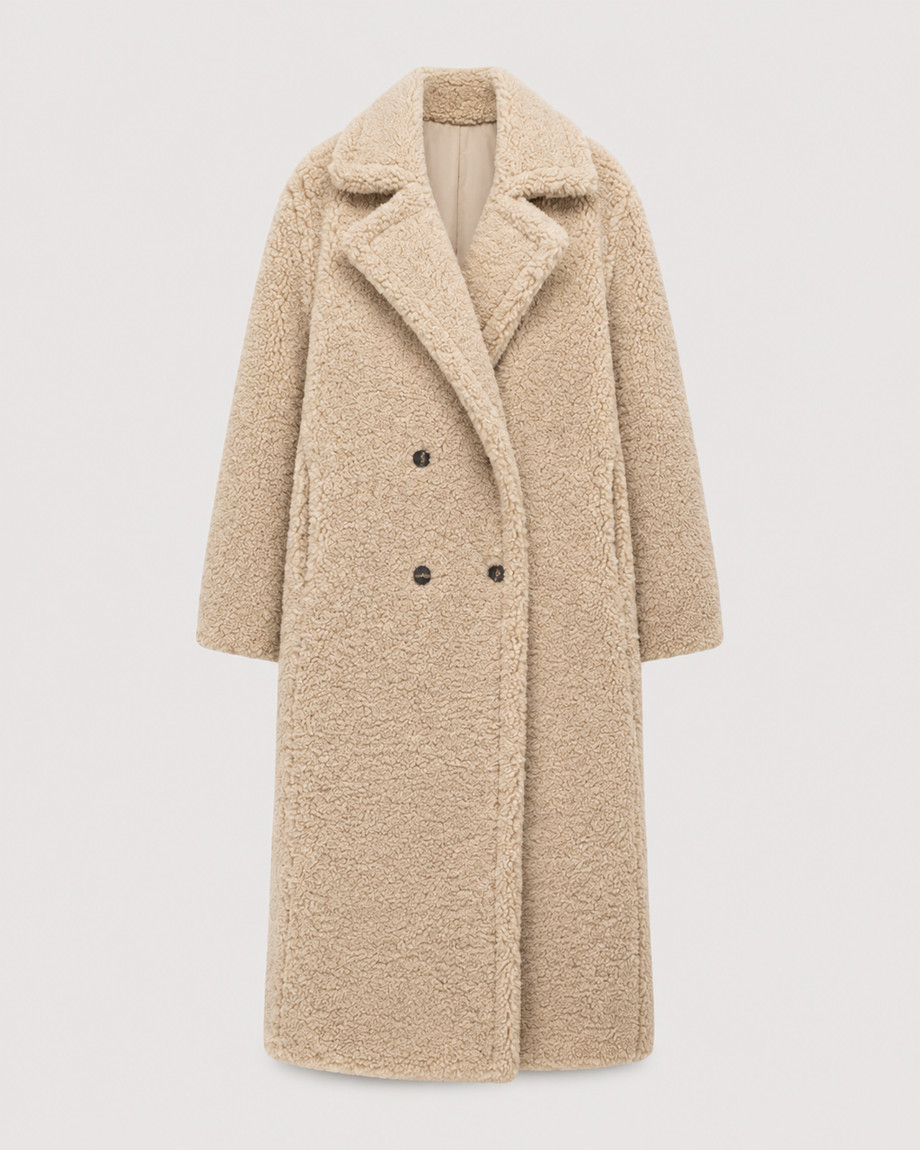 Women's Long Double-Breasted Teddy Coat | Quenington