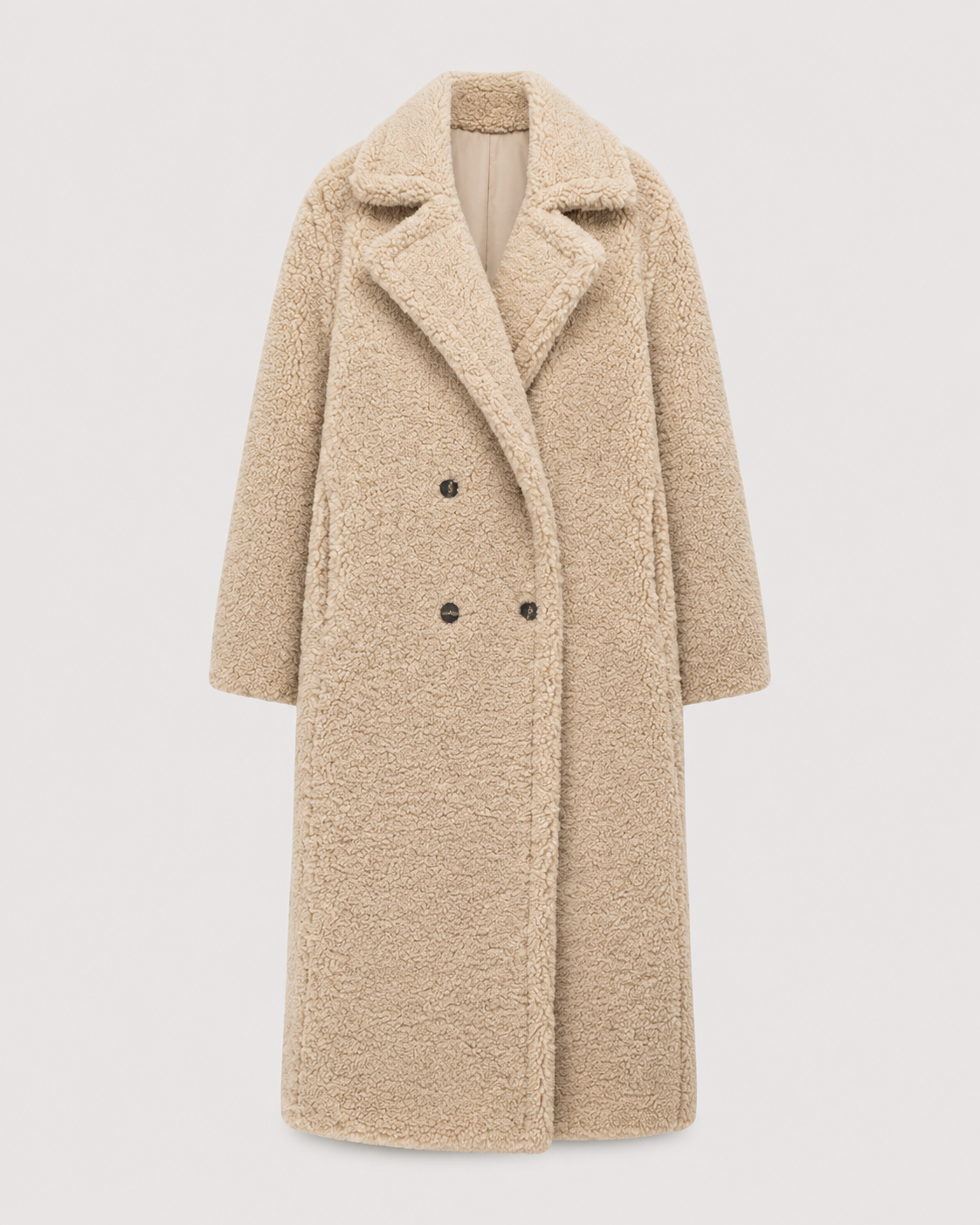 Women's Long Double-Breasted Teddy Coat | Quenington