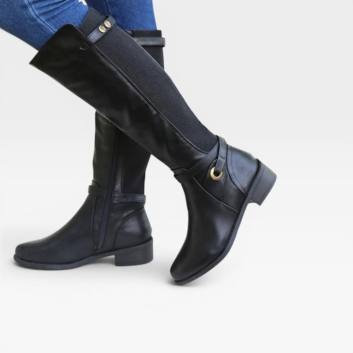Women's Knee-High Boots with Elastic Panels — view 3