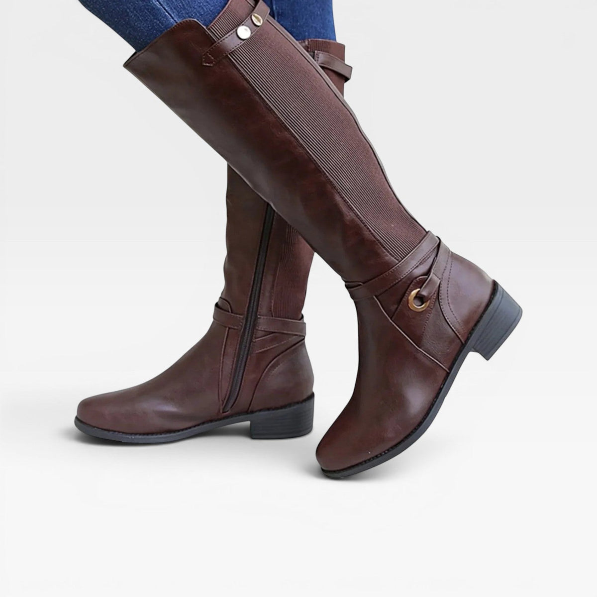 Women's Knee-High Boots with Elastic Panels — view 8