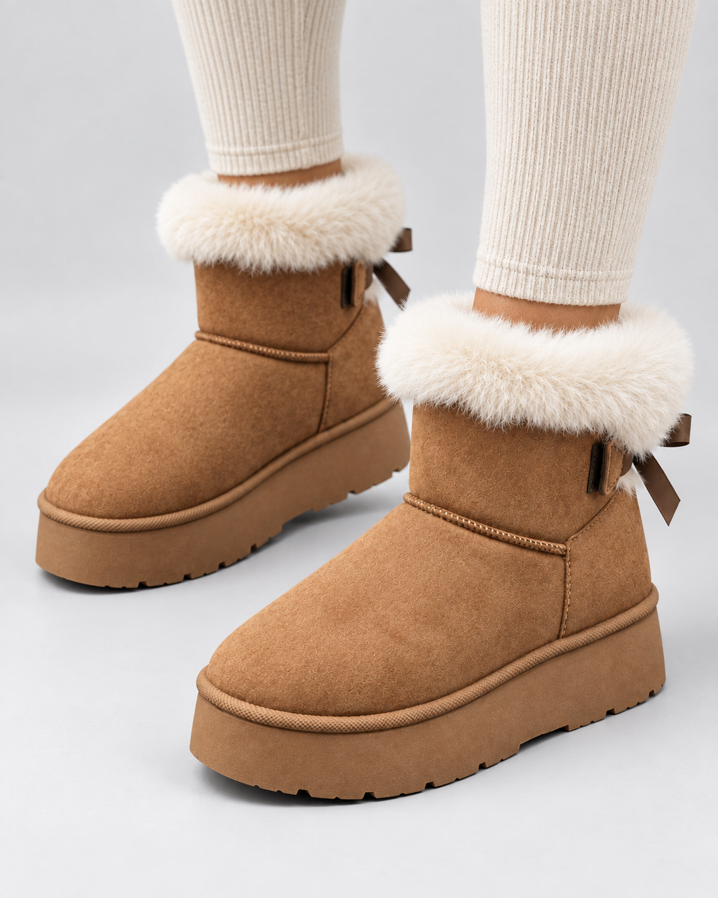 Women's Platform Snow Boots with Faux Fur Cuff | Holkham