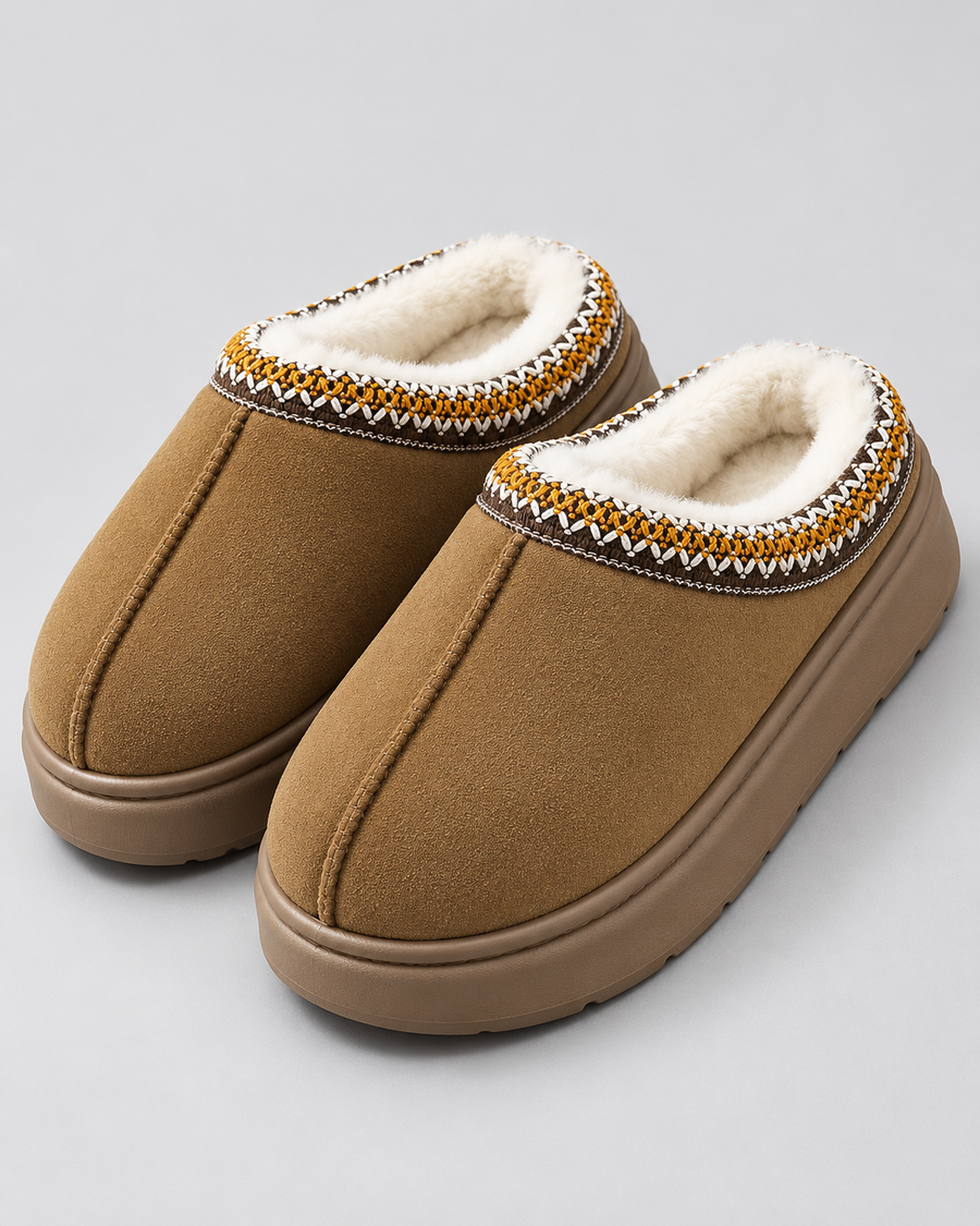 Chaussons effet daim doublés en peluche pour femme | Cley