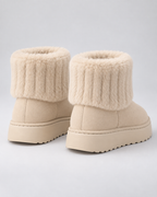 Women's Faux Fur Cuff Platform Ankle Boots | Folkington