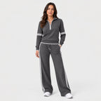 Women's quarter-zip and wide-leg trouser set in Charcoal | Dorstone – front view