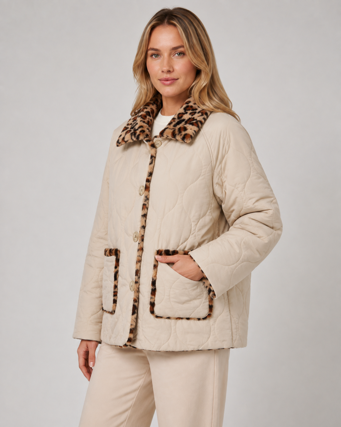 Veste matelassée réversible à motif léopard pour femme | Wadhurst