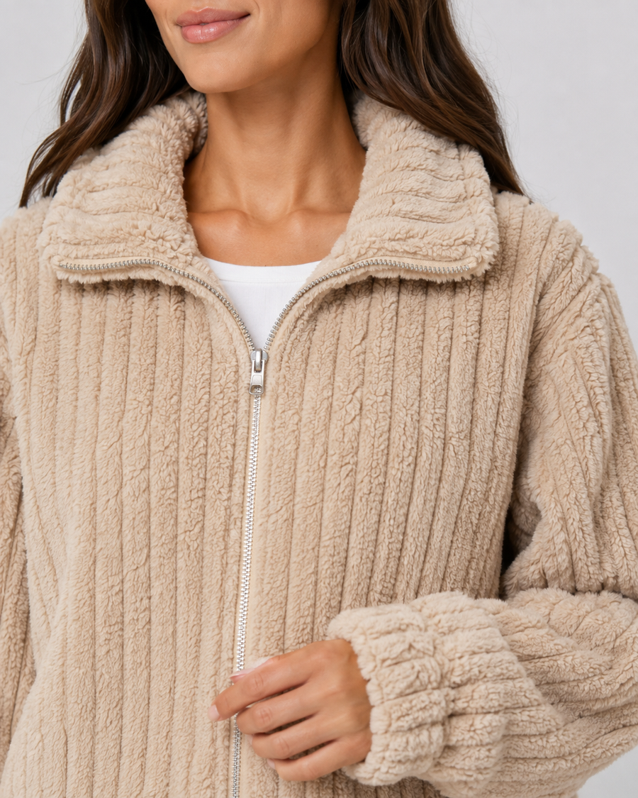 Women's Ribbed Fleece Zip-Up Jacket | Brasted