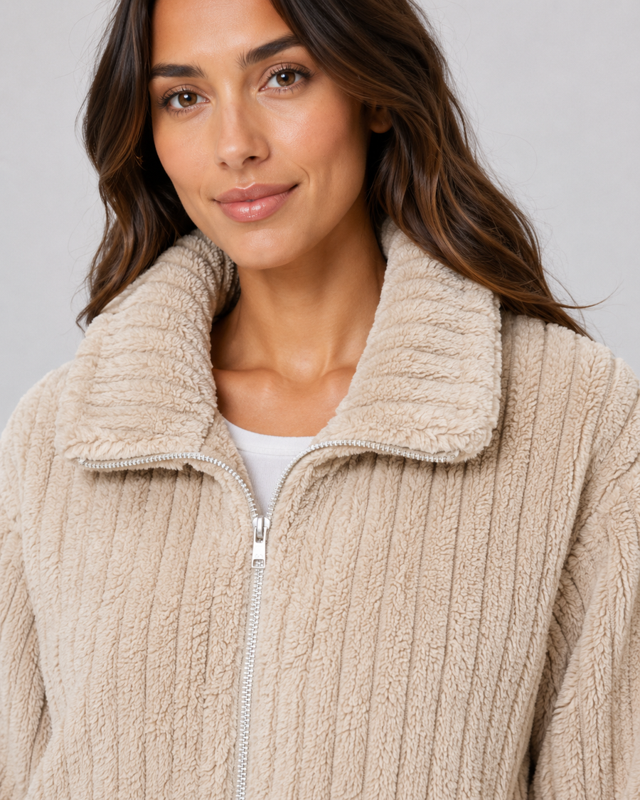 Women's Ribbed Fleece Zip-Up Jacket | Brasted