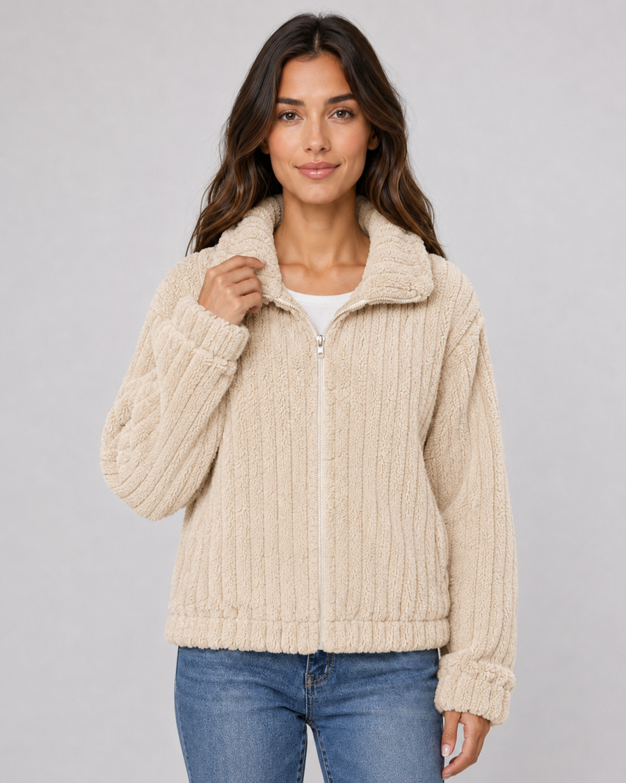 Women's Ribbed Fleece Zip-Up Jacket | Brasted